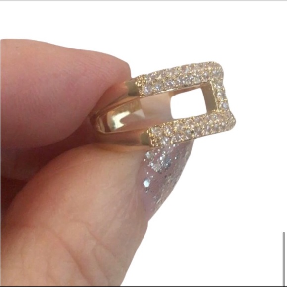 18K Gold Plated Pave CZ Stone Double Band Ring Size 7 Brand New - Picture 12 of 14